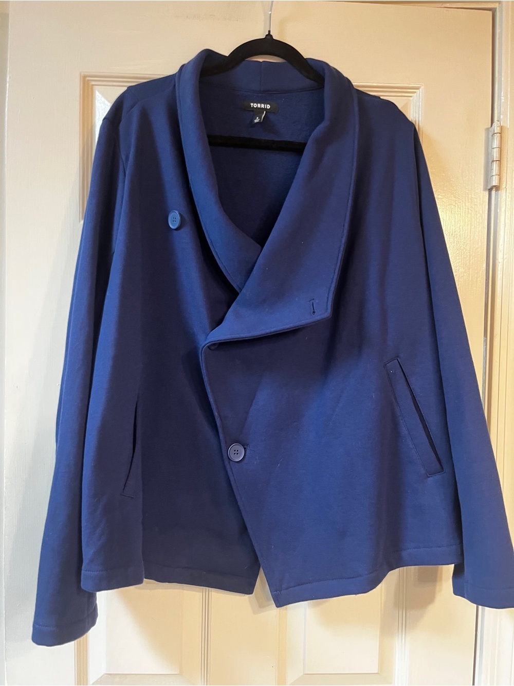 Torrid Women's Navy Draped Collar Jacket